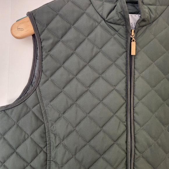 Olive Green Quilted Vest Van Heusen Sleeveless Zippers Fall Cabincore Gorp Small - Picture 6 of 13